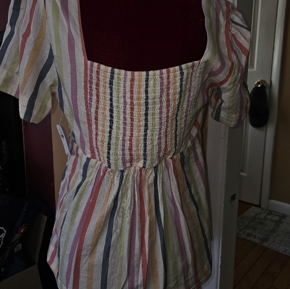 Women’s  Old Navy | Multicolor Striped Tie Front Blouse NWT "K" - Picture 3 of 7